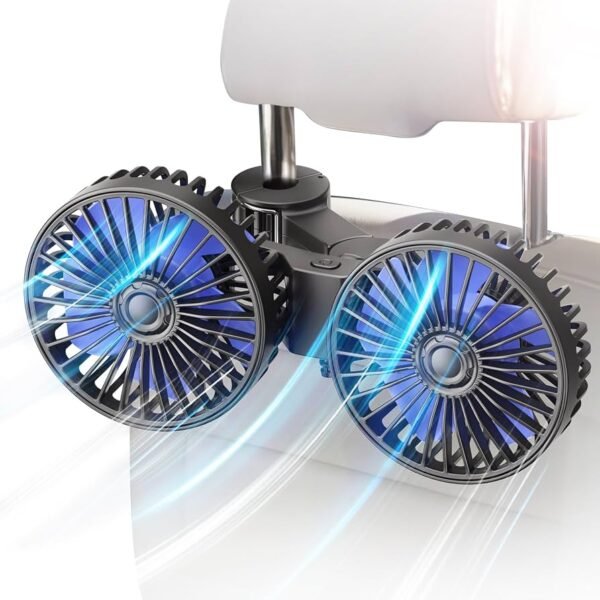 Dual Head 360° Rotating Car Cooling Fan Low Noise Strong Wind 2 Dual Head 360° Rotating Car Cooling Fan – Low Noise Strong Wind
