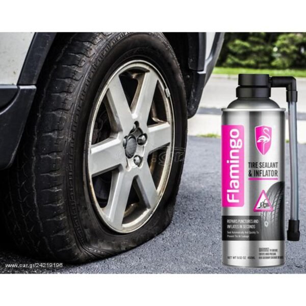 Flamingo Tire Sealant & Inflator 450ml – Quick Tyre Repair & Air Pump