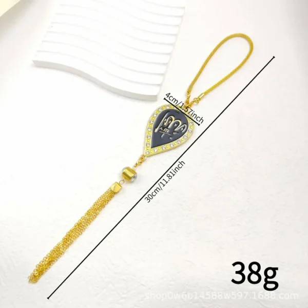 Islamic Rhinestone Oval Car Pendant with Drip Oil Design