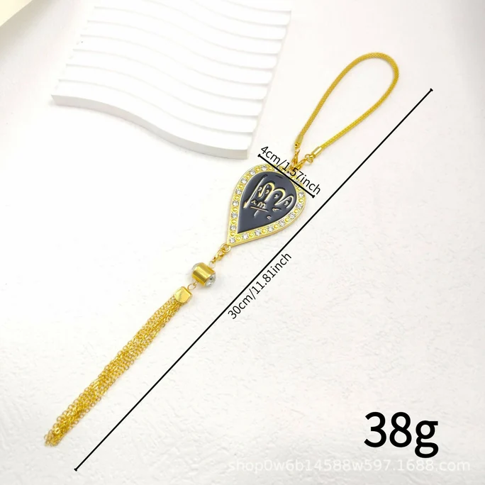 Islamic Rhinestone Oval Car Pendant with Drip Oil Design - Image 3