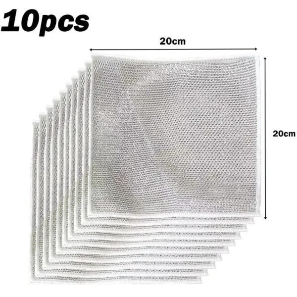 Silver Wired Dishwashing Cloth for Kitchen Cleaning 3 Silver Wired Dishwashing Cloth for Kitchen Cleaning