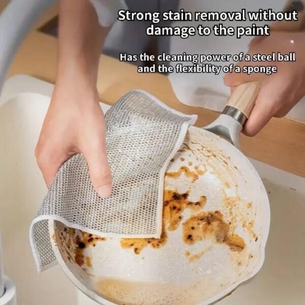 Silver Wired Dishwashing Cloth for Kitchen Cleaning Silver Wired Dishwashing Cloth for Kitchen Cleaning