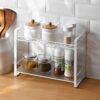 White Metal Two-Tier Kitchen Storage Basket1 White Metal Two-Tier Kitchen Storage Basket